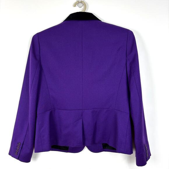 Talbots Purple Wool Blazer 12 Black velvet collar whimsigoth witchy preppy - Picture 5 of 9